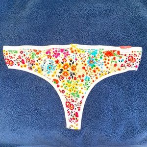 NWT Cacique Floral Cotton Thong